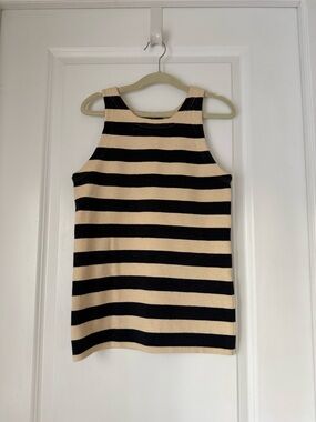 Ralph Lauren Striped Sleeveless Knit Tank Top - Black and Cream
